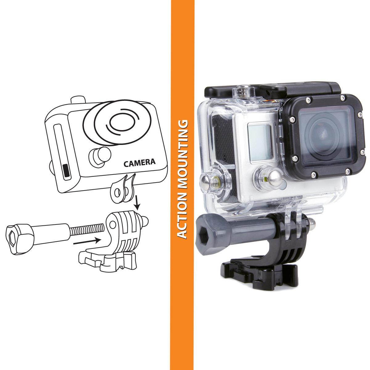 USA Gear Head Point-of-View Action Camera Mount with Elastic Stretch-Fit Band and Included J Hook and Tripod Screw Adapter &ndash; Works While Roller Skating , Riding , Playing Sports , at Concerts and More