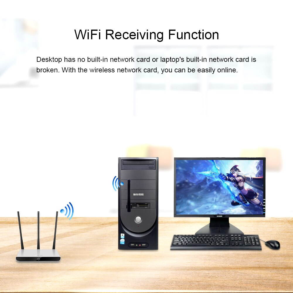 1 pcs 150Mbps External Wireless Network Card Mini USB WiFi Adapter Antenna LAN Ethernet Wi Fi Receiver 802.11n for Windows Mac