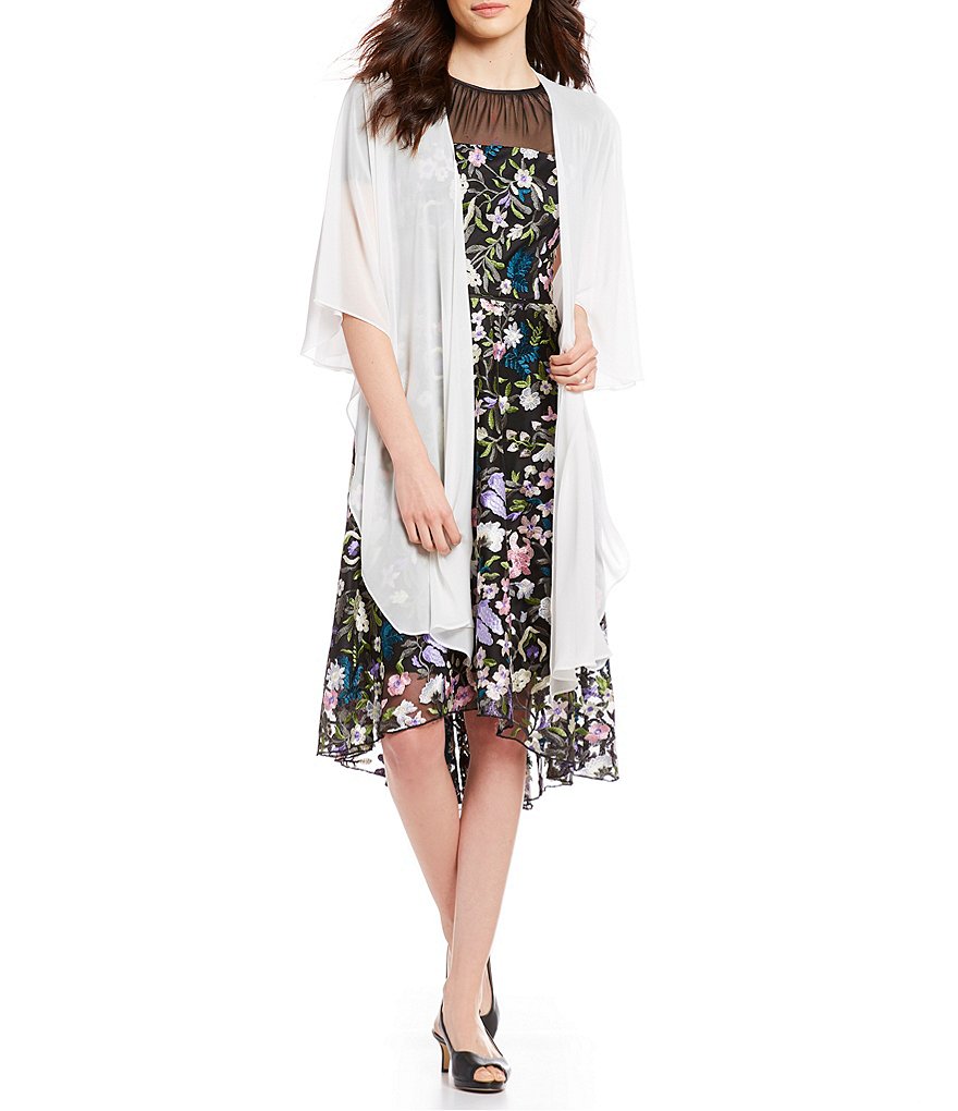 Cejon Metallic Crocheted Fringe Metallic Evening Wrap