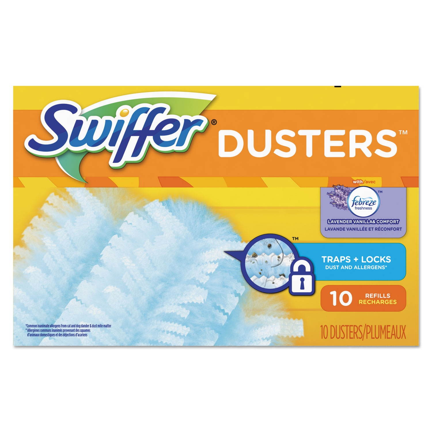 Swiffer Refill Dusters DustLock Fiber Light Blue Lavender Vanilla Scent 10/Bx