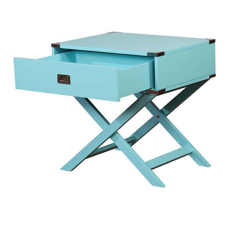 Linon Peggy X Base Blue Accent Table