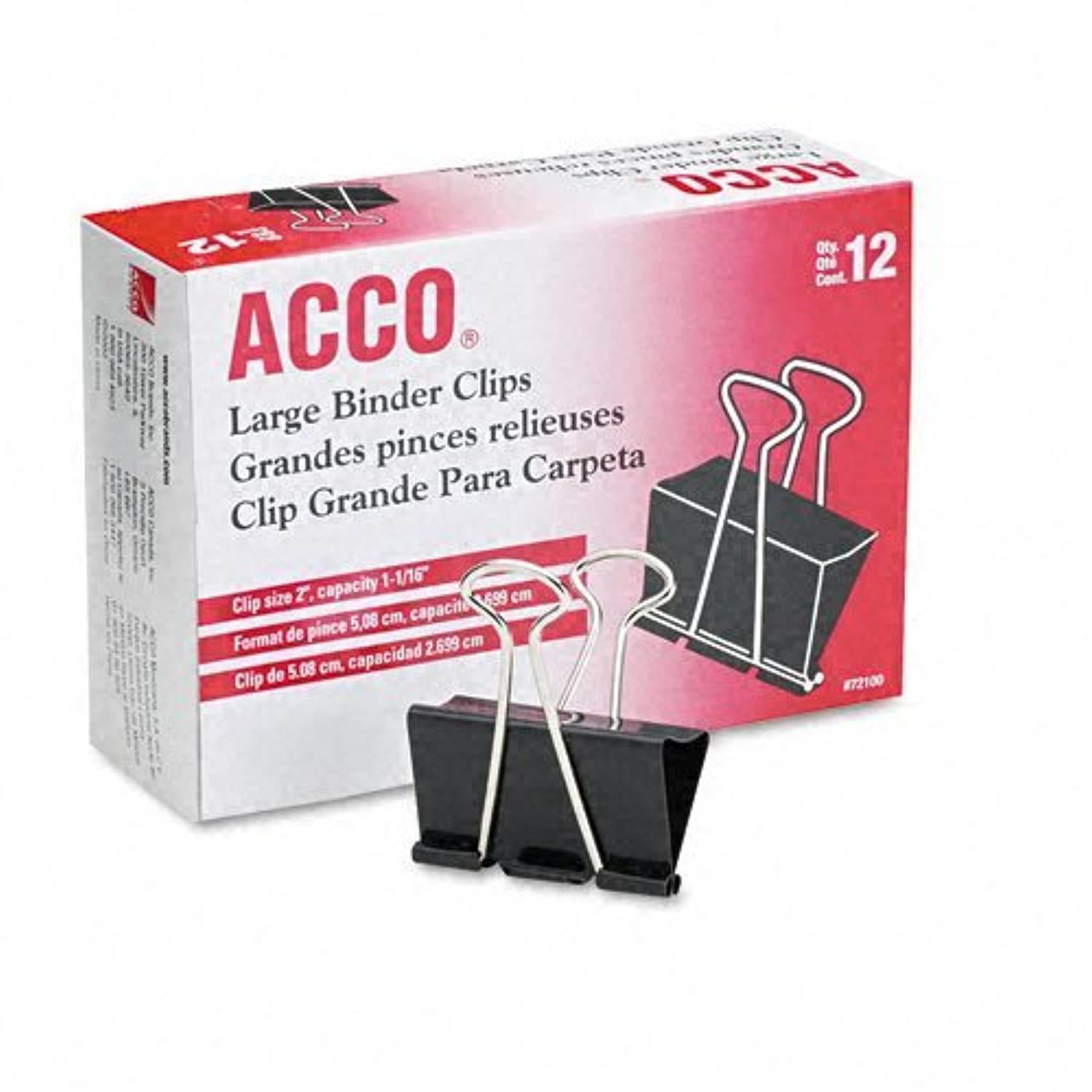 ACCO Binder Clips, Large, 4 Boxes, 12 Clips/Box (A7072100B-AZ)