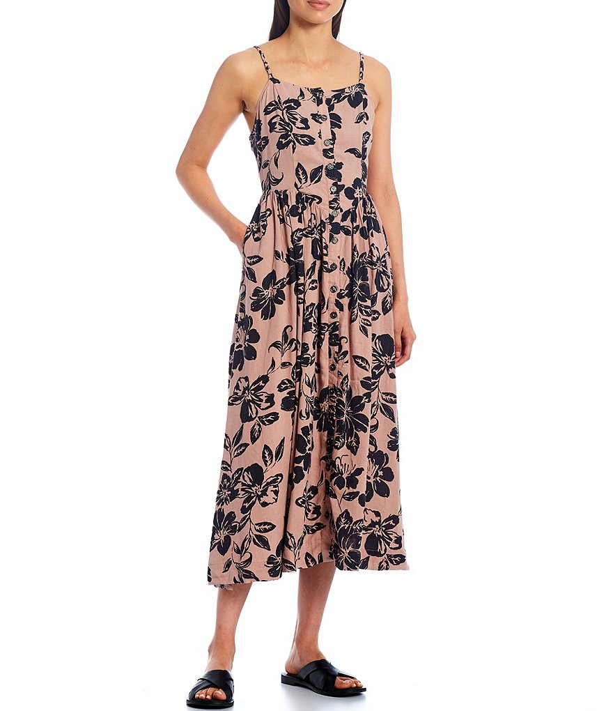 Free People The Perfect Square Neck Sleeveless Floral Midi Sundress