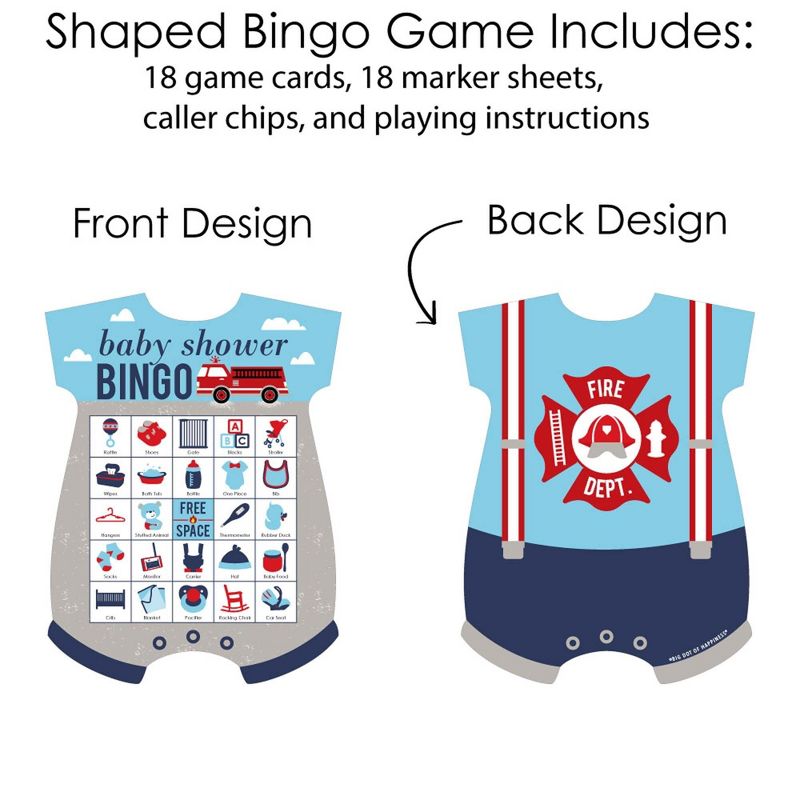 Big Dot of Happiness Fired Up Fire Truck - Picture Bingo Cards and Markers - Firetruck Baby Shower Shaped Bingo Game - Set of 18
