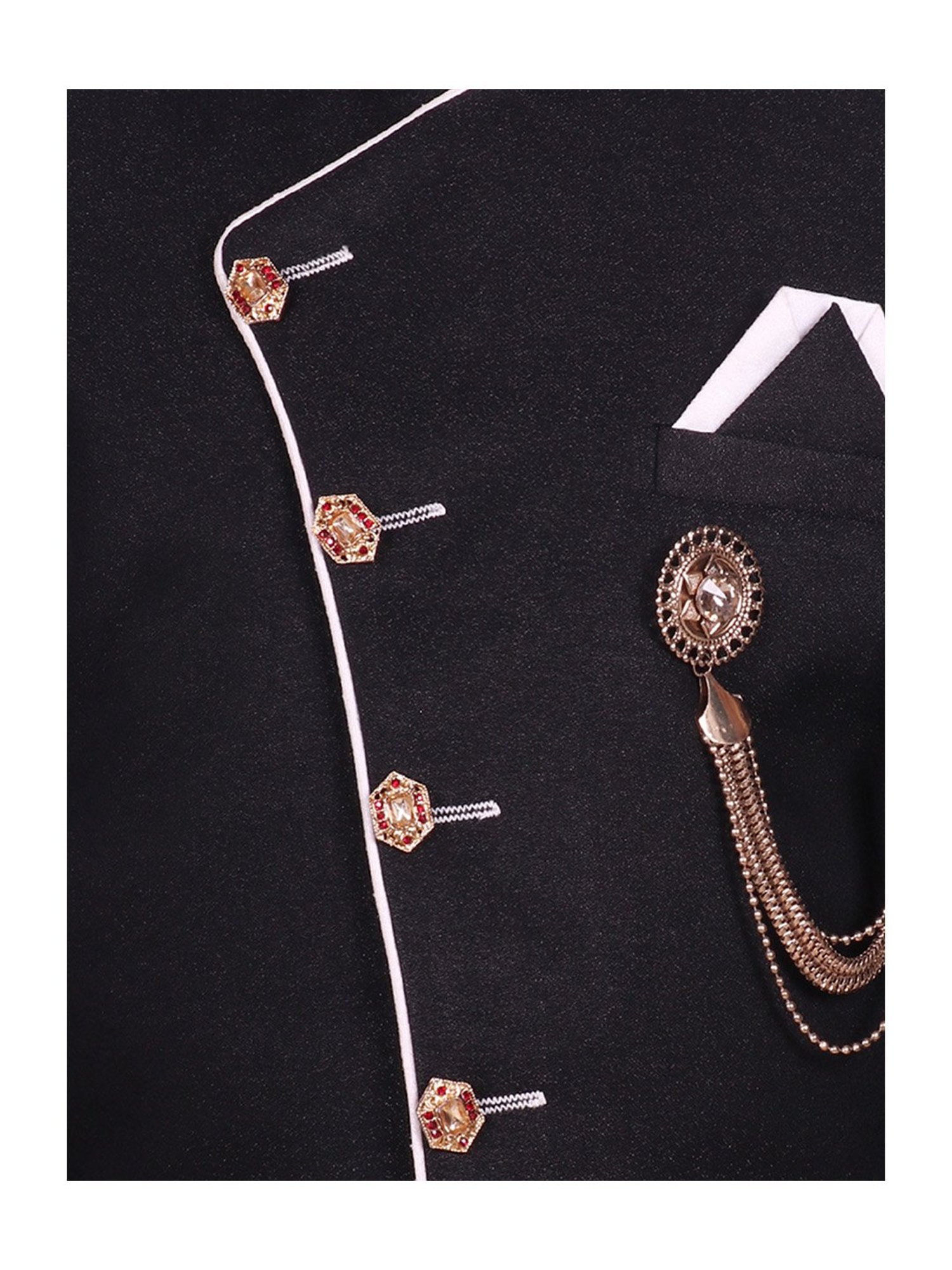 SG Yuvraj Kids Black & White Solid Sherwani with Pyjama