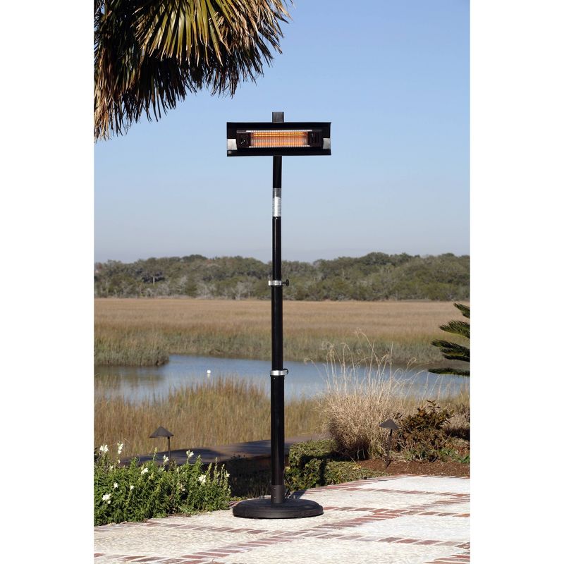 Black Powder Coated Steel Telescoping Offset Pole Mounted Infrared Patio Heater - Fire Sense