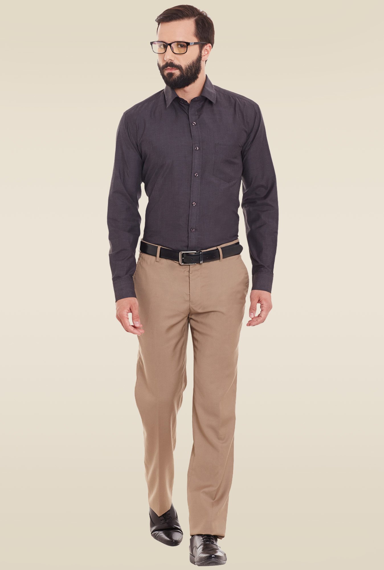 Hancock Grey Slim Fit Full Sleeves Formal Shirt