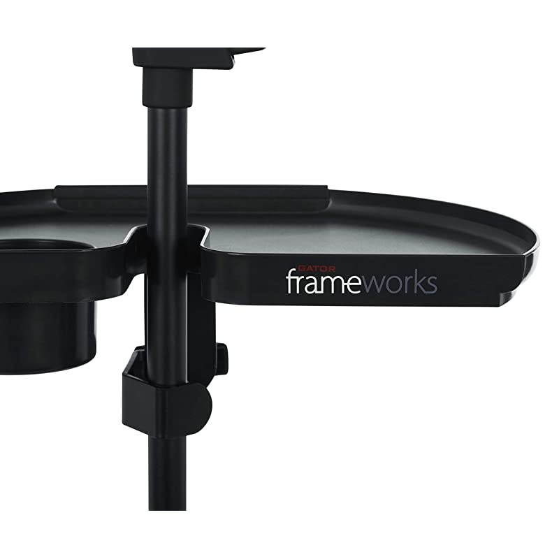 Frameworks Microphone Stand Accessory Tray with Drink Holder and Guitar Pick Tab; Extra Large 14" x 9" (GFW-MICACCTRAYXL)