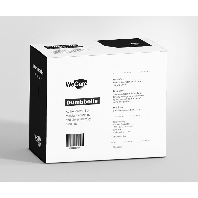 WECARE Neoprene Dumbells 2pc - Black 10lbs