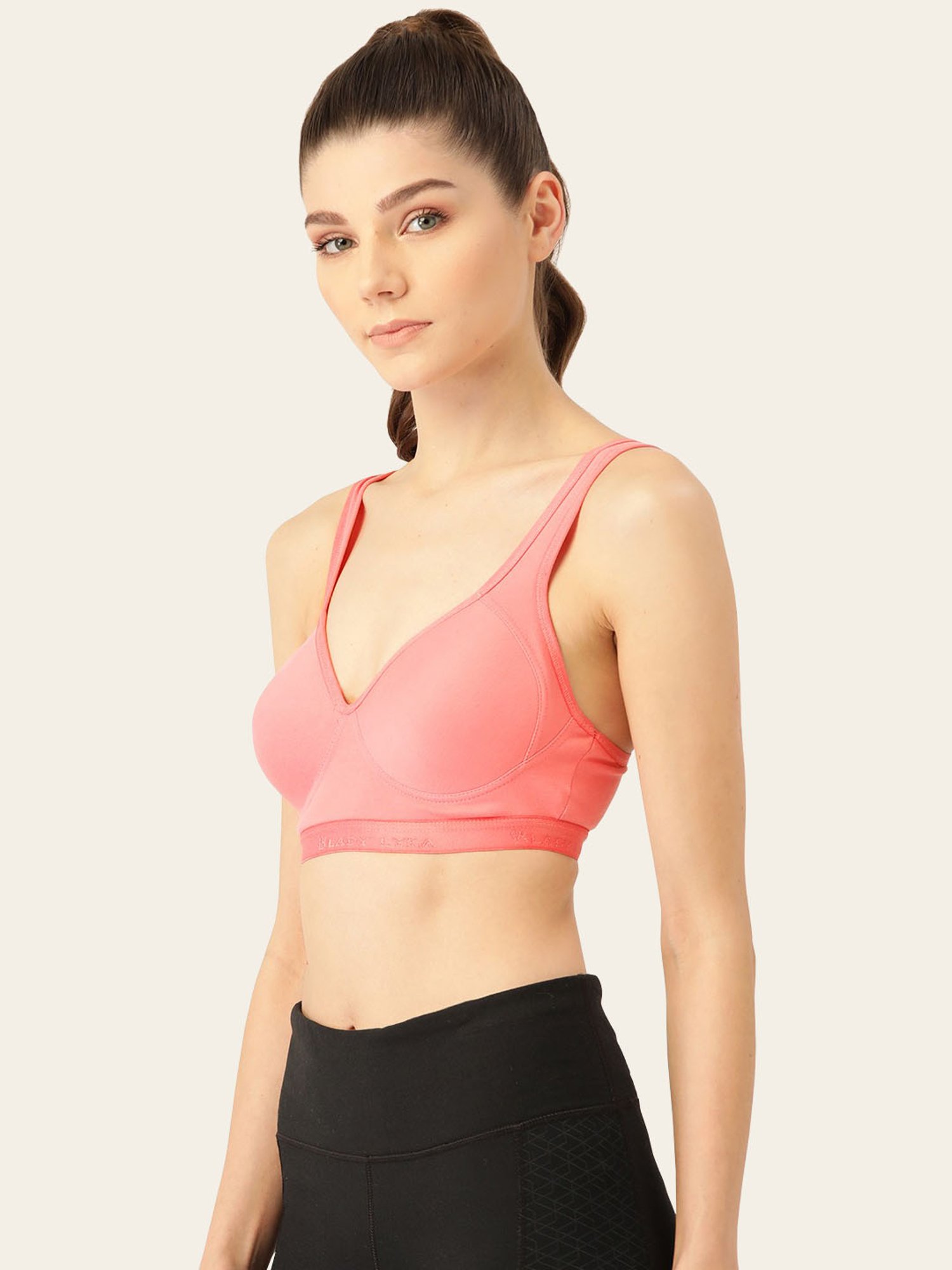 Lady Lyka Multicolor Non Wired Padded Sports Bra (Pack of 2)