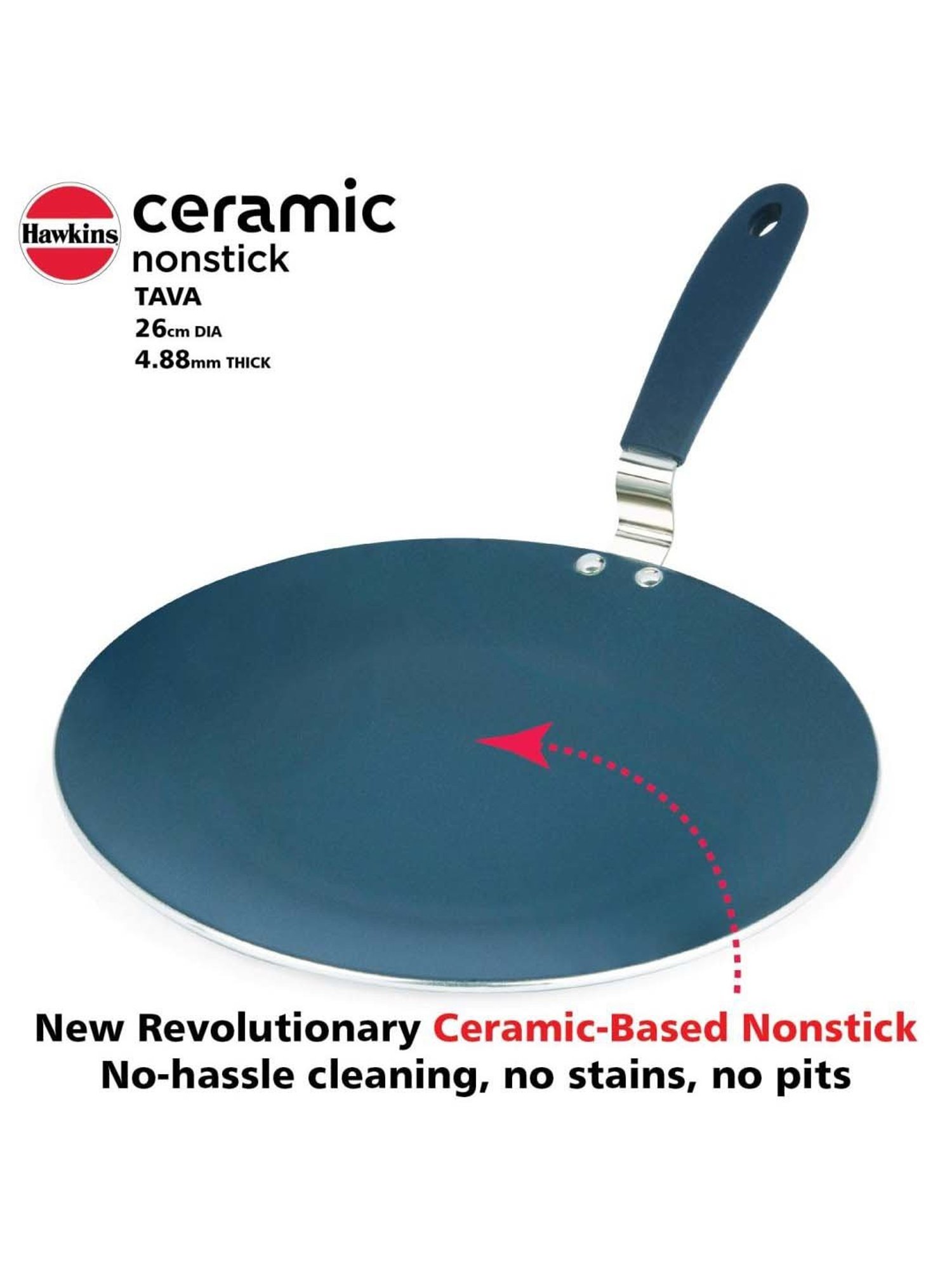 Hawkins Black Ceramic 26 cm Induction Paratha Granite Griddle Tawa (Ict26)