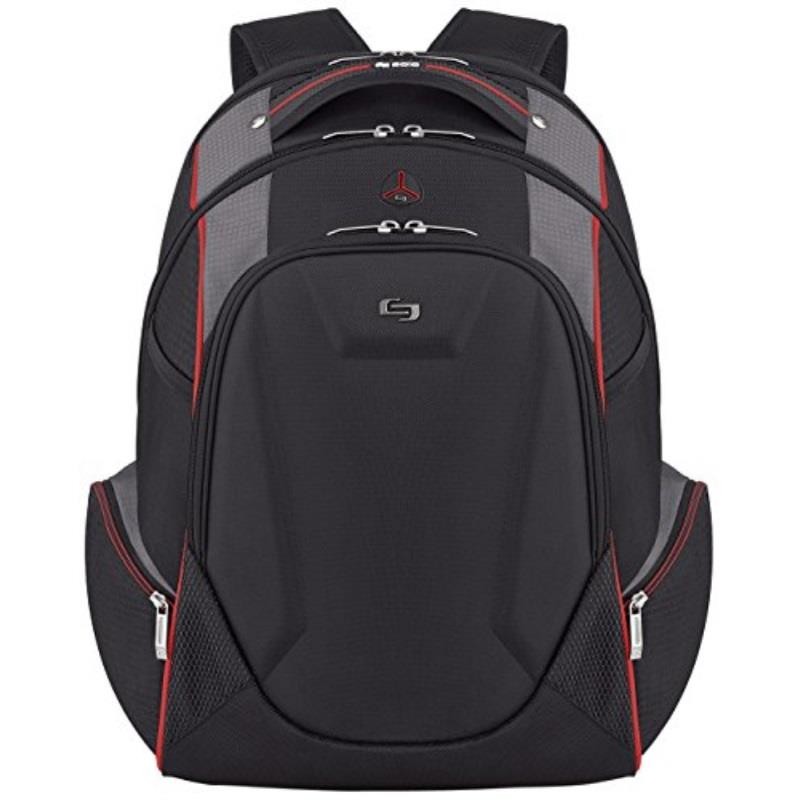 solo launch 17.3 inch laptop backpack with hardshell front pocket, black