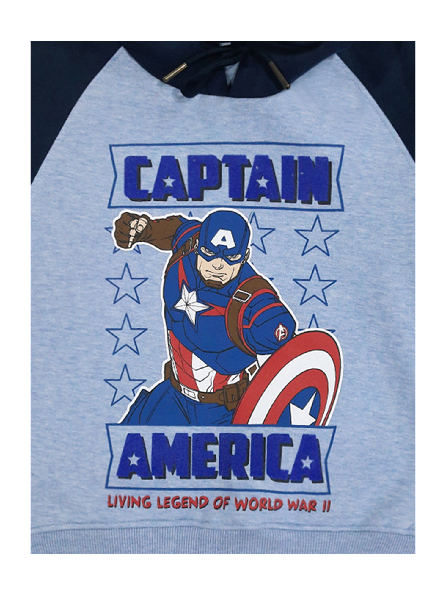 Kidsville Captain America Printed Regular Fit Blue Hoodie For Boys