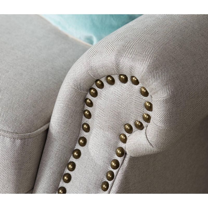 Elm Lane Clyde Park Oslo Linen Nailhead Trim Armchair