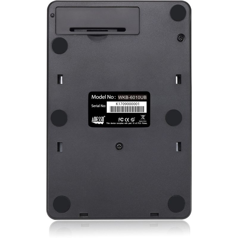 Adesso WKB-6010UB - Wireless Spill Resistant 18-Key Numeric Keypad - Wireless Connectivity - RF - USB Interface - 18 Key - English (US) - Windows