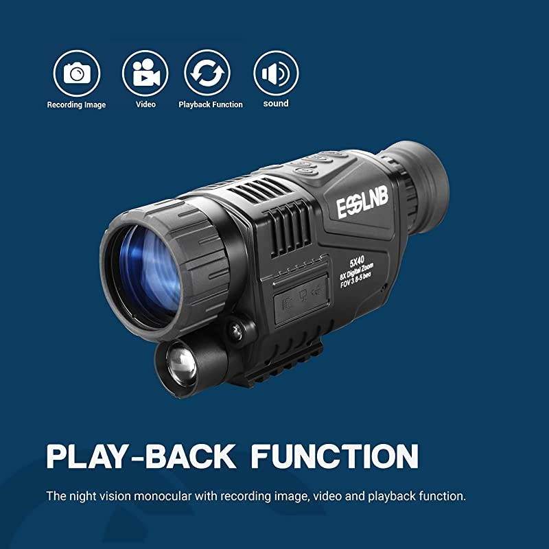 40mm Night Vision Monocular 5X Digital Infrared Monocular 1.5&rdquo; LCD Take Photos/Videos and Playback with 16G for Hunting Security Surveilla