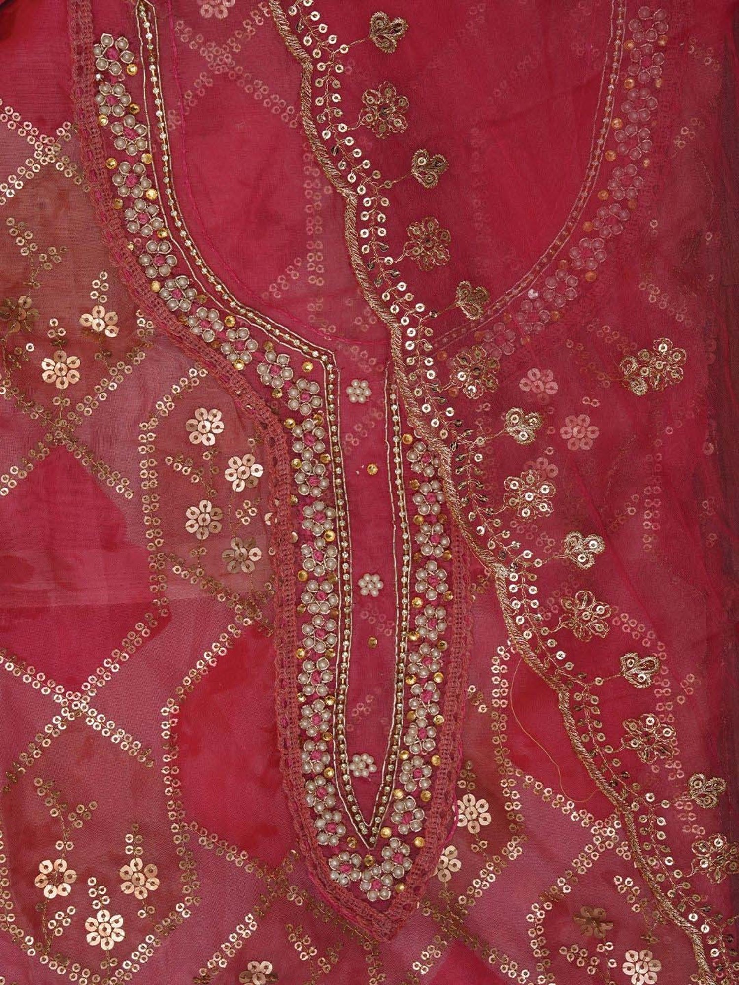 Jaipur Kurti Pink Embroidered Unstitched Dress Material