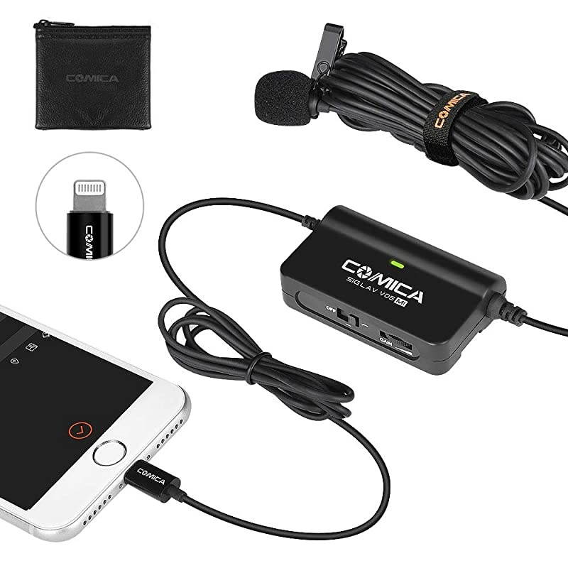 CVMSIGLAV V05 MI Omnidirectional Lavalier Lapel Microphone Portable Clipon Mic with MFI Certified for iPhone with Lightning Interface Compatible with iPhone iPad iPod and More