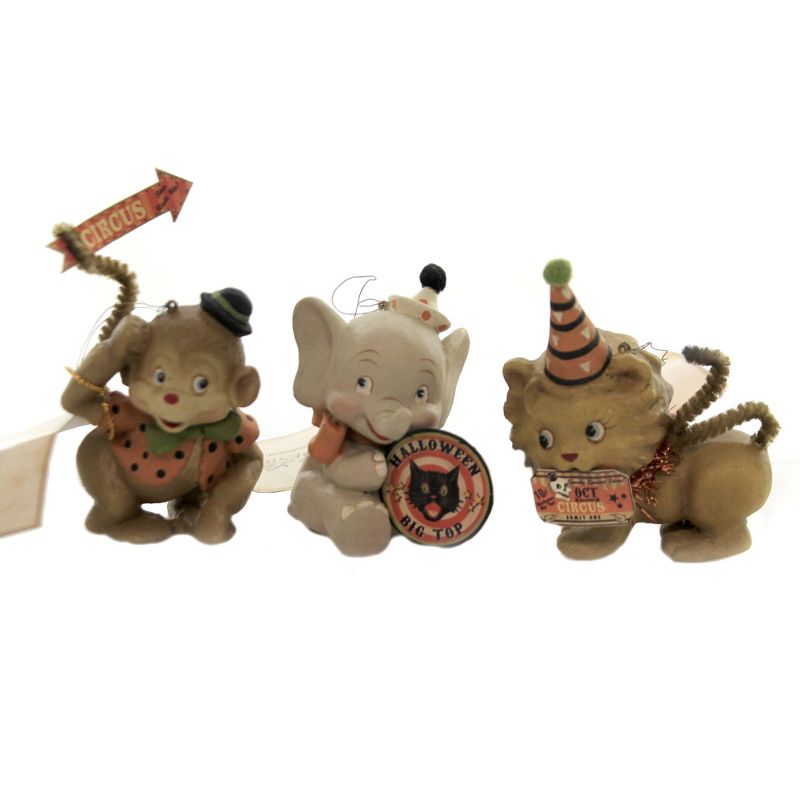 Halloween 3.0" Big Top Animals Circus Lion Elephant Monkey  -  Tree Ornaments