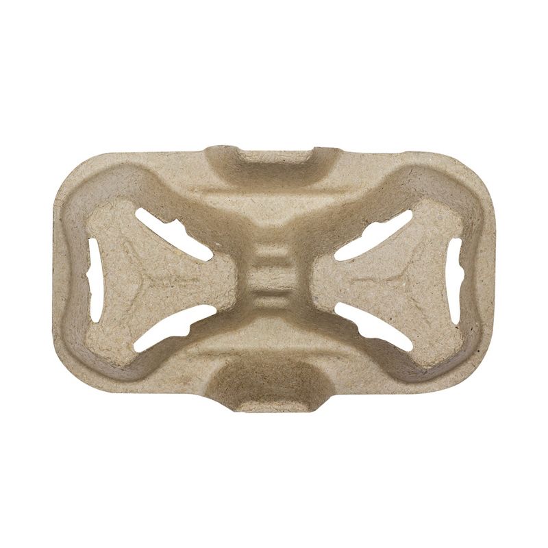 Karat Bulk Order 2 Cup Disposable Molded Fiber Holder Carrier Tray for Carrying 8 to 24 Ounce Togo Beverages, Brown (1,200 Pack)