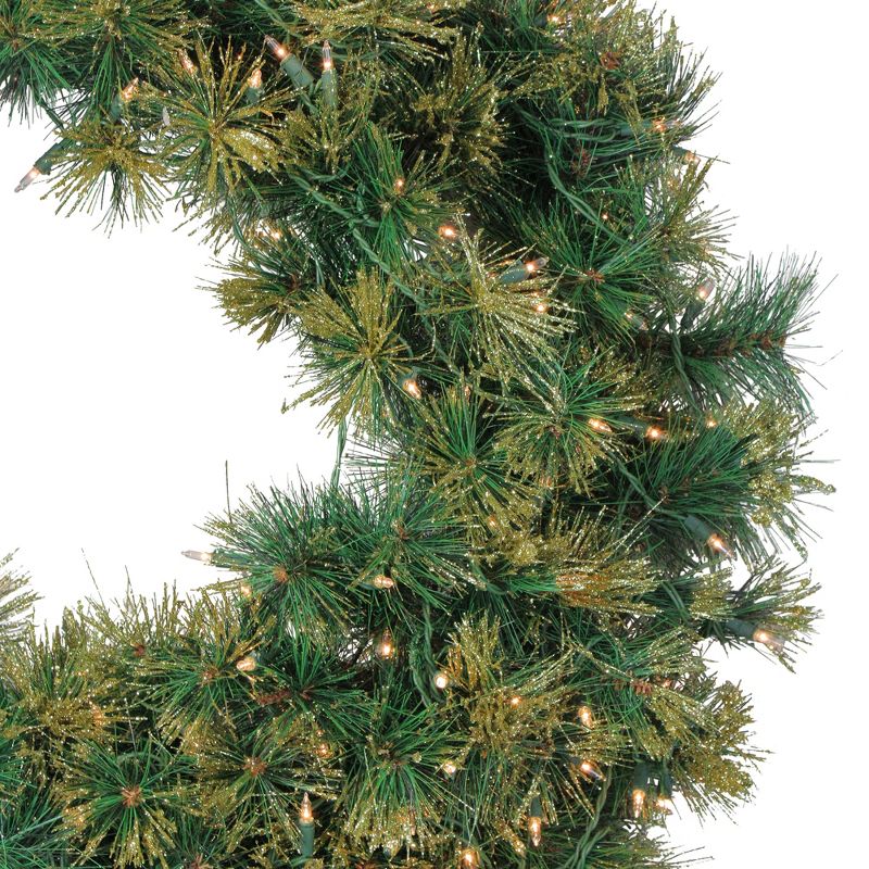 Equinox 36" Prelit Tattinger Long Needle Pine Artificial Christmas Wreath - Clear Lights