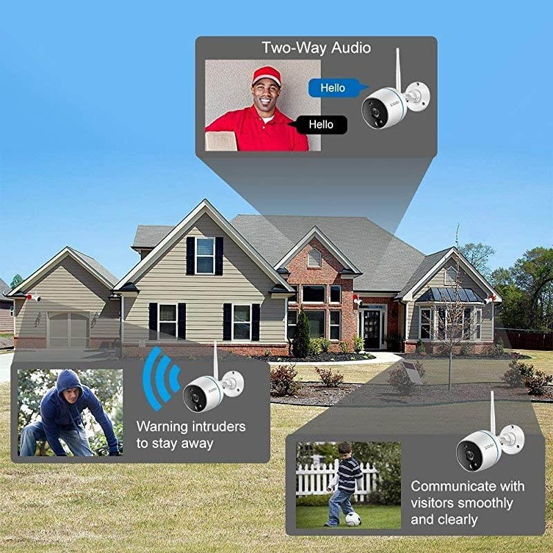 Wireless Security Cameras System with Hard Drive 1TB, 1080P Network Video Recorder with 4PCS 720P Auto Match Weatherproof IP Cameras with 100ft Night Vision,Motion Detection, Remote Access