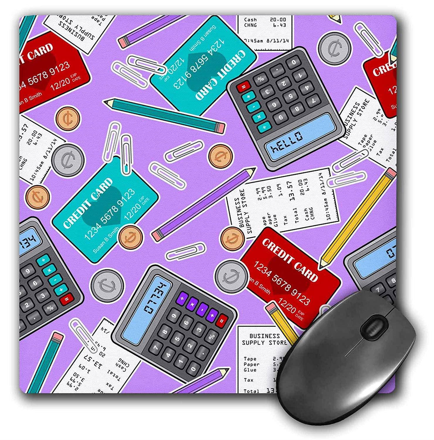 3dRose Accountant Themed Pattern Purple Mouse Pad (mp_185465_1)