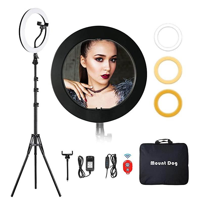 Ring Light: 14" 3 Color Lights 5600K Dimmable LED Ring Light Kit with Stand, Wireless Remote, Phone Holder and Carrying Bag for Makeup Smartphone YouTube Self-Portrait Shooting