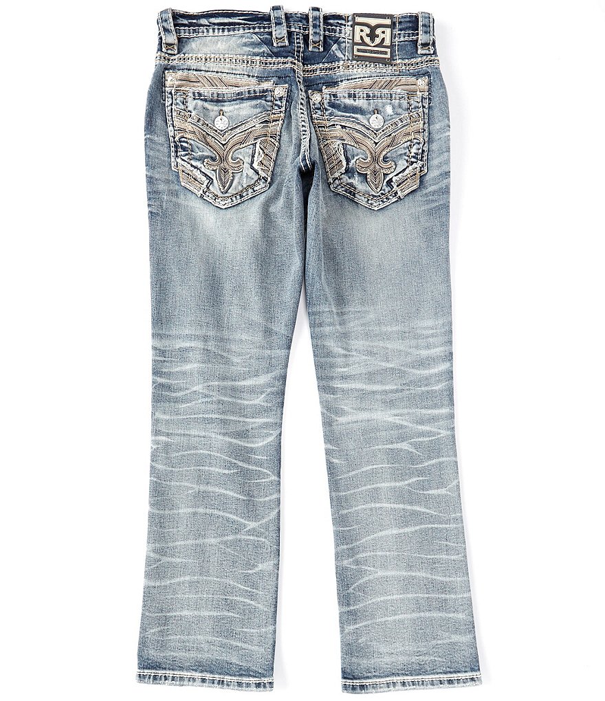 Rock Revival Sawyer Destructed Five-Pocket Straight Fit Denim Jeans