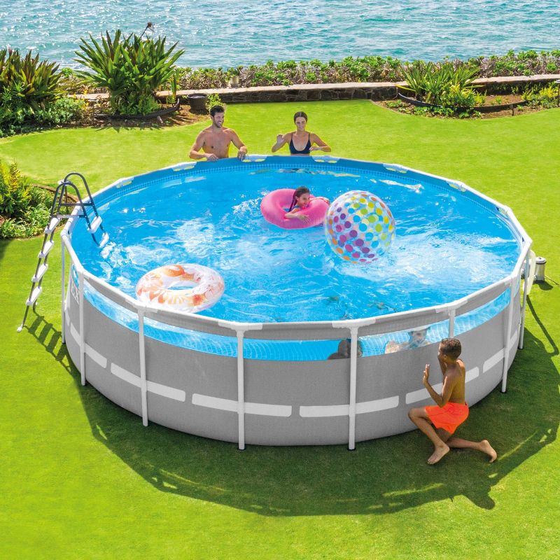 Intex 192"x192" Prism Frame Pool with Window - Gray