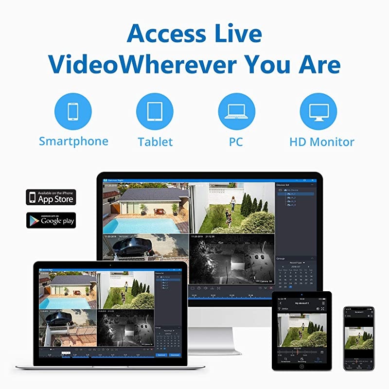 8CH 5MP PoE Home Security Camera System, 4pcs Wired 5MP Outdoor PoE Cameras, 5MP 8-Channel NVR Security System with NO HDD for 24/7 Recording, Motion Alert, Smartphone, PC Easy Remote Access