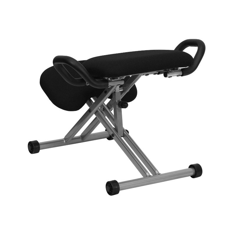 Ergonomic Kneeling Chair in Black Fabric with Handles - Flash Furniture