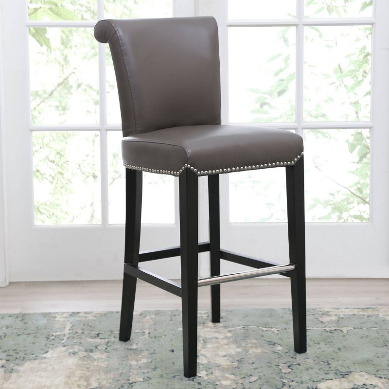 Aurora Leather Barstool Gray - Abbyson Living