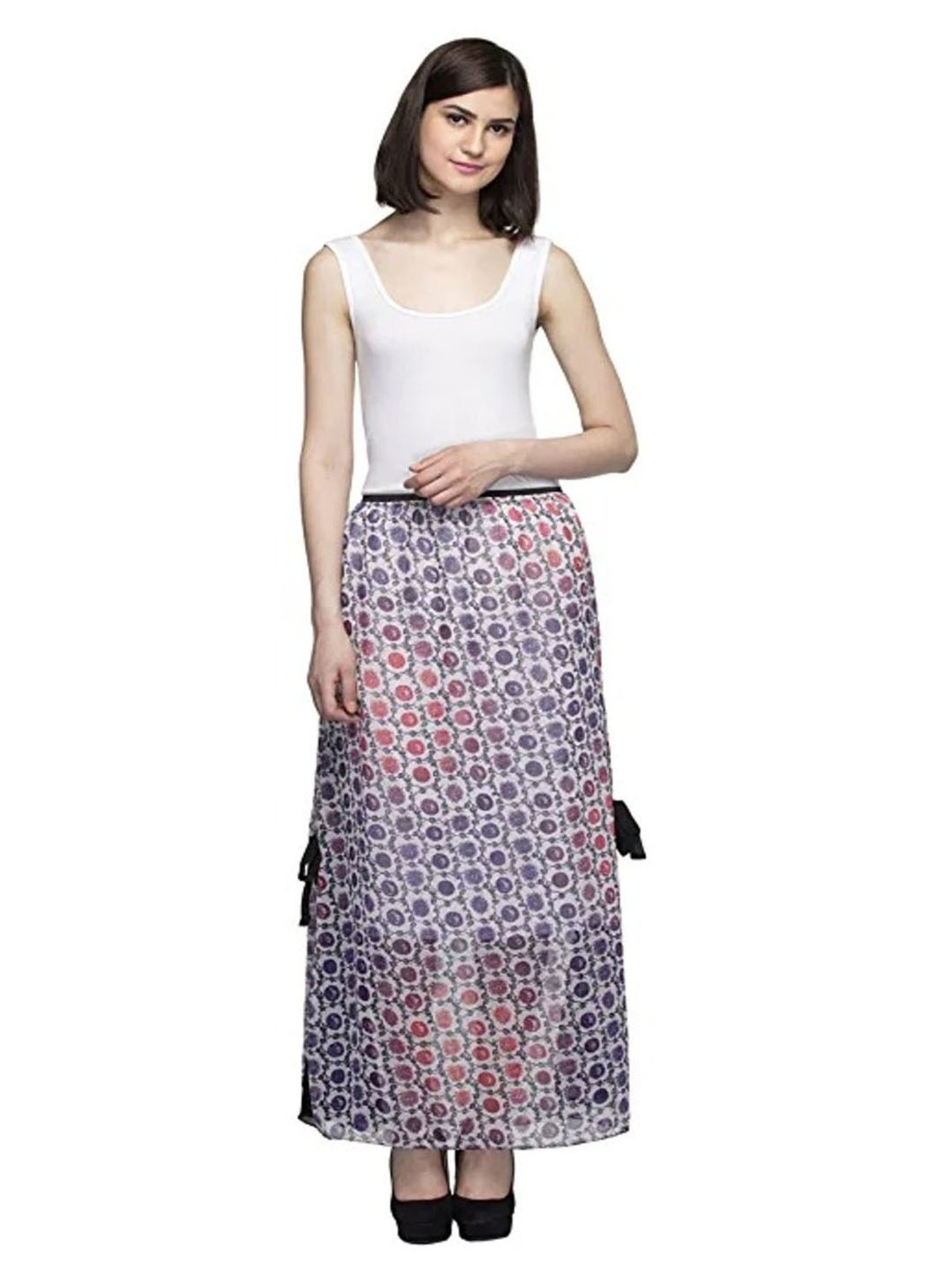 One Femme Multicolor Printed Maxi Skirt