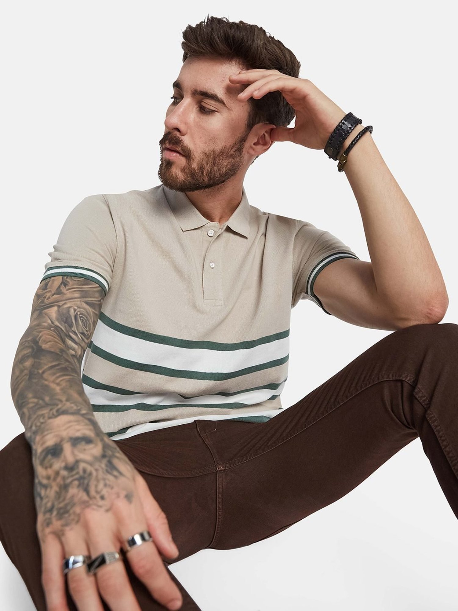 Octave Mastic Regular Fit Striped Polo T-Shirt