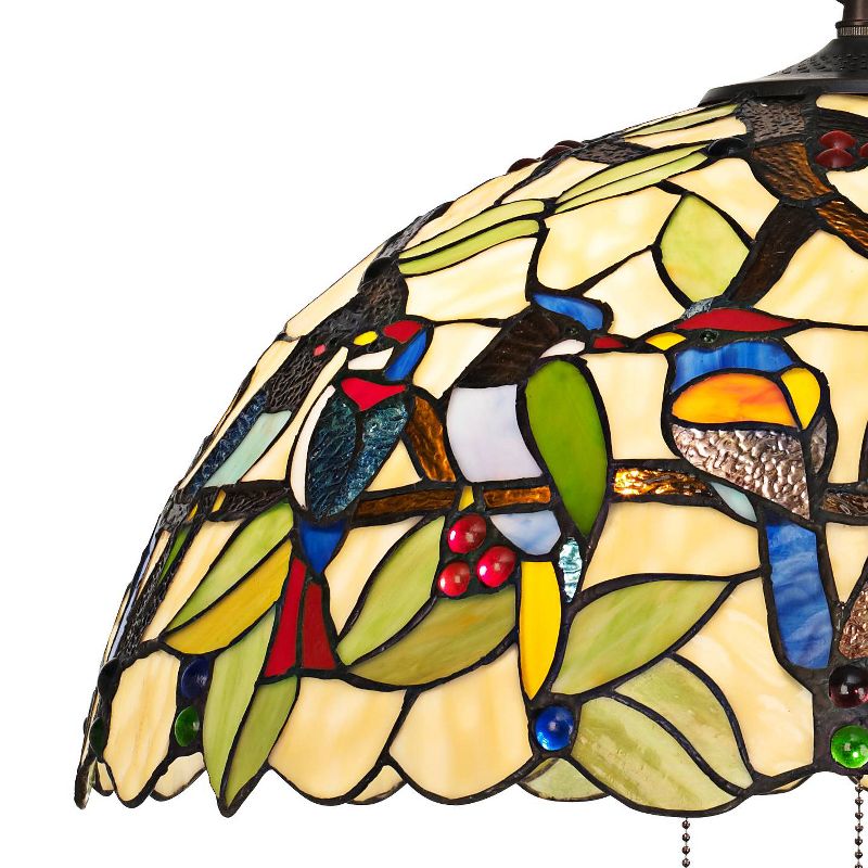 Robert Louis Tiffany Bronze Plug In Swag Pendant Chandelier 20" Wide Tiffany Style Tropical Birds Stained Glass for Kitchen Island