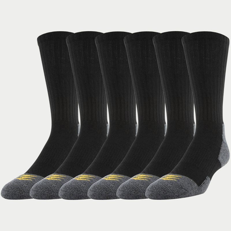 PowerSox Men's Workwear 6pk Crew Athletic Socks  - Black 6-12.5