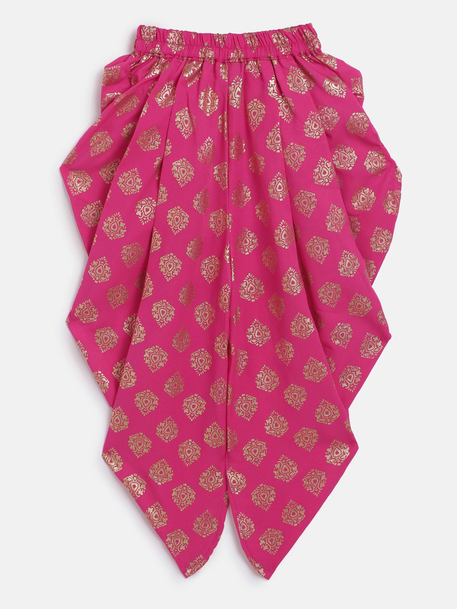 TWISHA Kids Green & Pink Printed Top with Dhoti