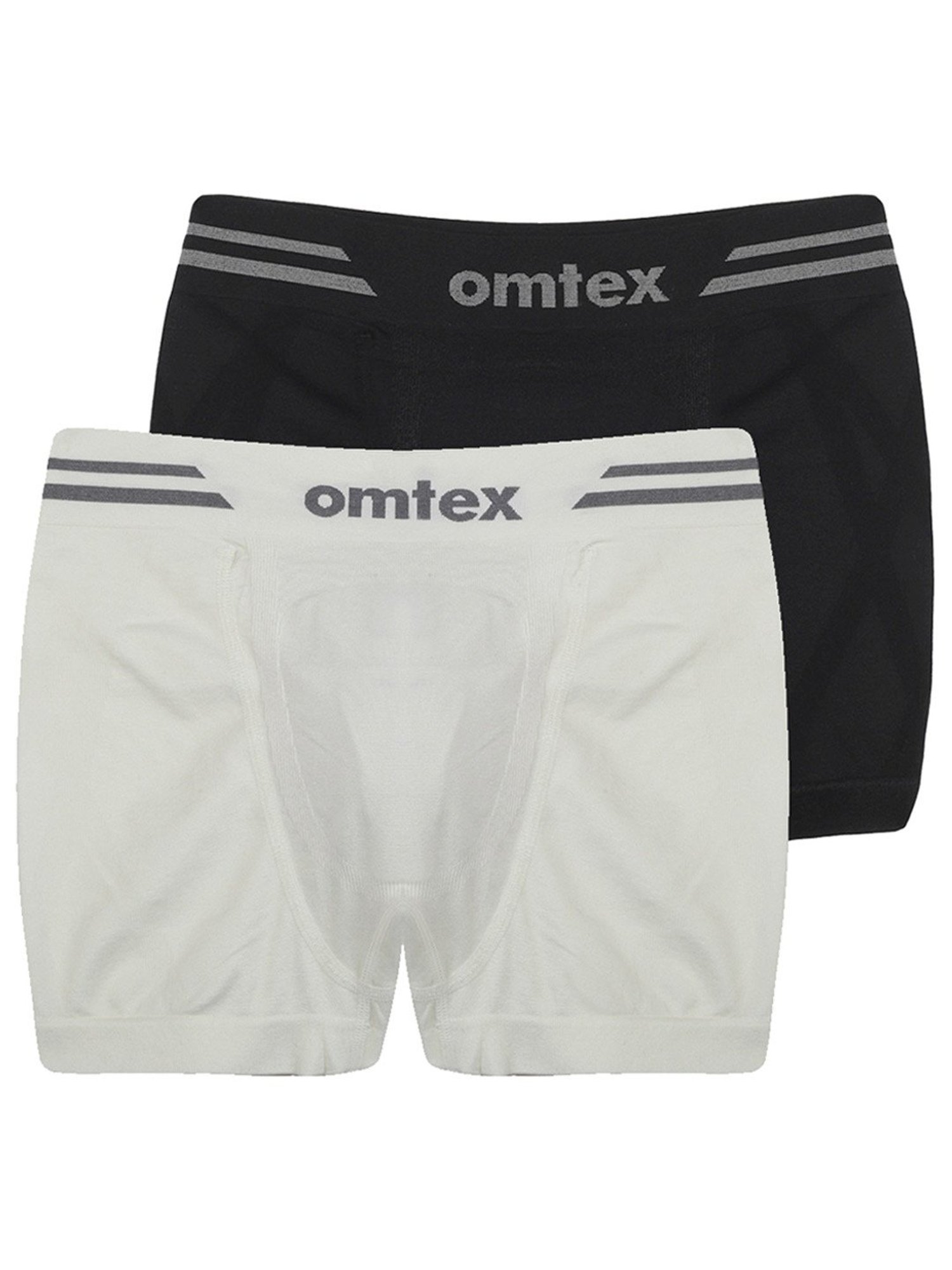 Omtex Men's Seamless Shorts with Inner Pocket Pack of 2 (Black & White) Size - M