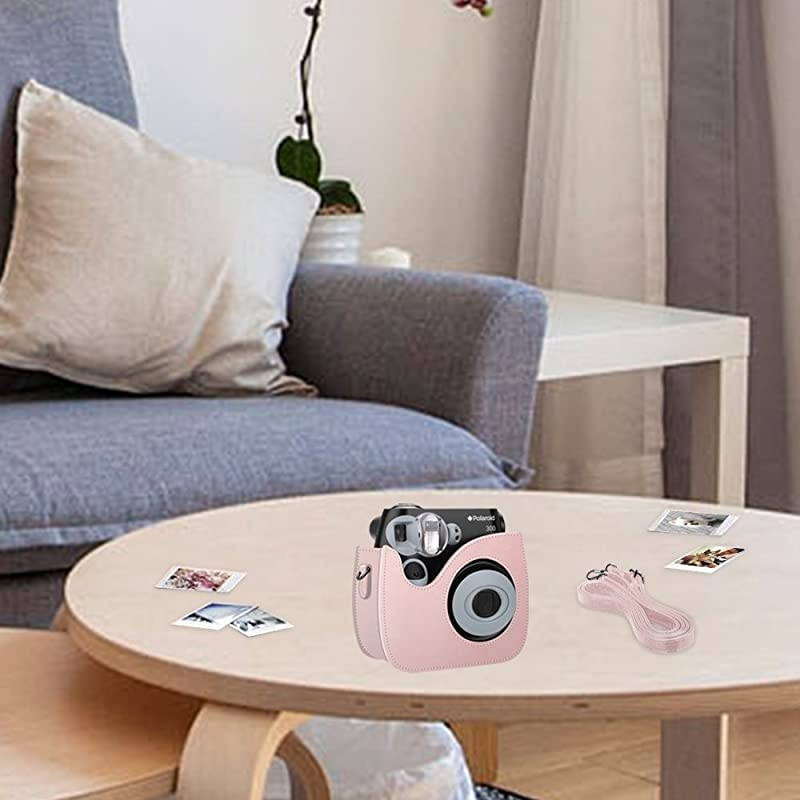 Protective Case Compatible with Polaroid PIC300 Fujifilm Instax Mini 7s Instant Film Camera Premium Vegan Leather Bag Cover with Removable Strap Rose Gold