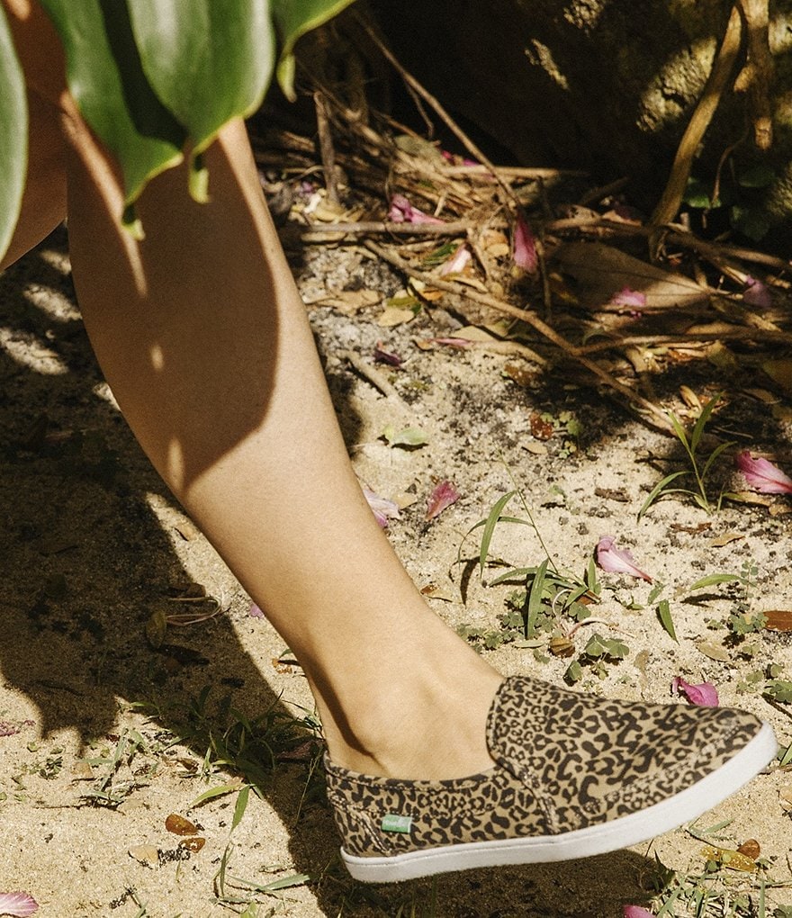 Sanuk Pair O Dice Leopard Print Canvas Slip-On Sneakers