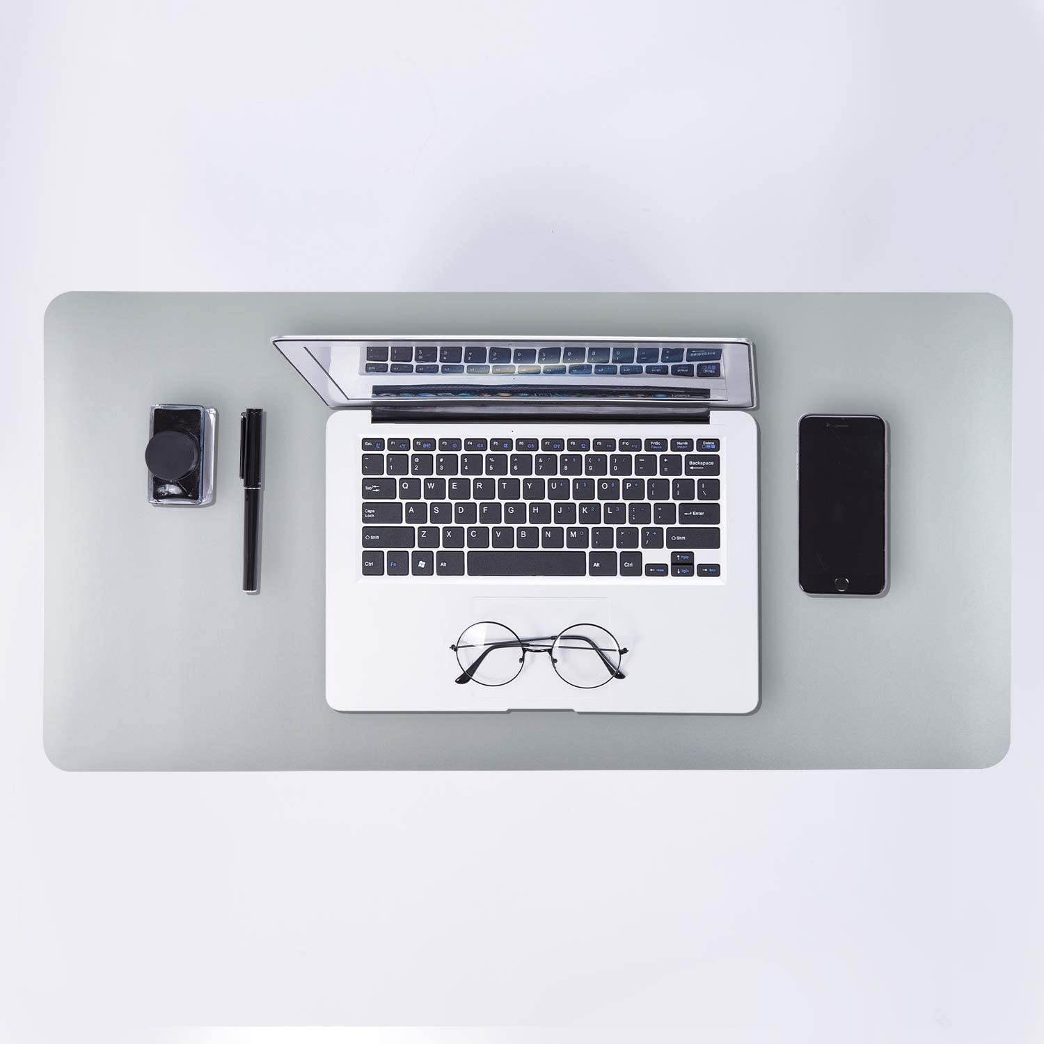 Office Desk Pad PU Leather Mat Waterprooof Extended Large Gaming Mouse Pad Organizer Smooth Writing Surface with Non Slip Rubber Base for Laptop Keyboard Mouse Pad for Home (Gray)