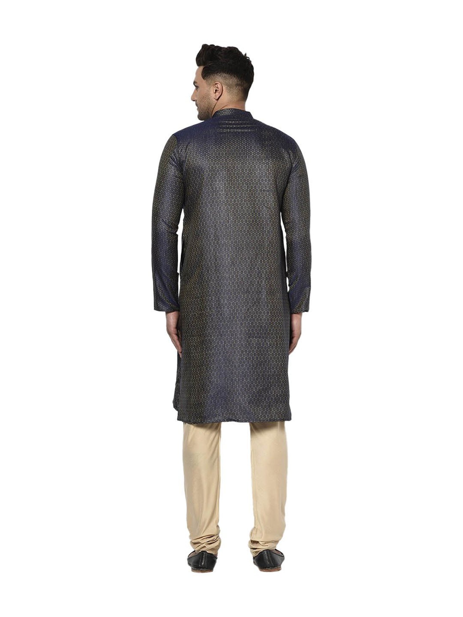 Tabard Royal Blue & Beige Printed Kurta & Churidar Set