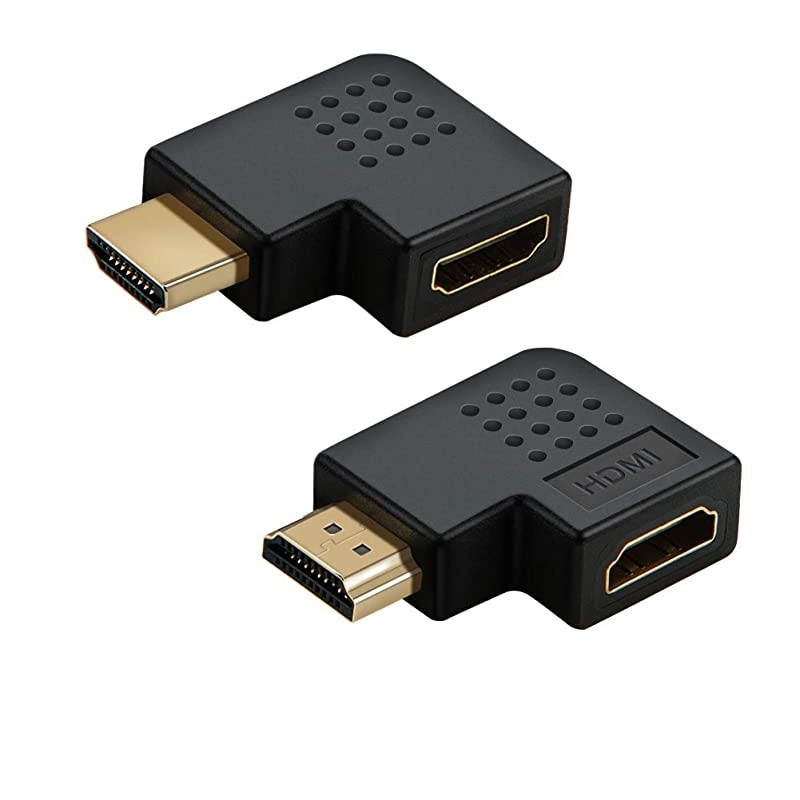 HDMI Male to Female Adapter  2 Pack 90 and 270 degree Right Angle HDMI to HDMI Converter 4K 3D HDMI Extender for Roku PS3 PS4 Fire StickChromecast Nintendo SwitchHDTV LaptopXbox