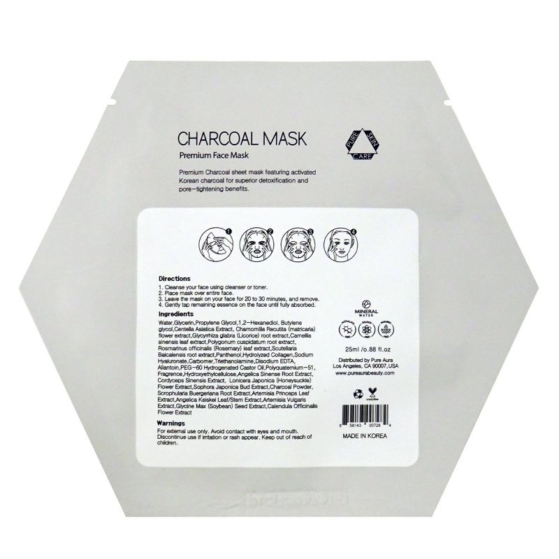 Pure Aura Charcoal Mask Sheet - 0.88 fl oz