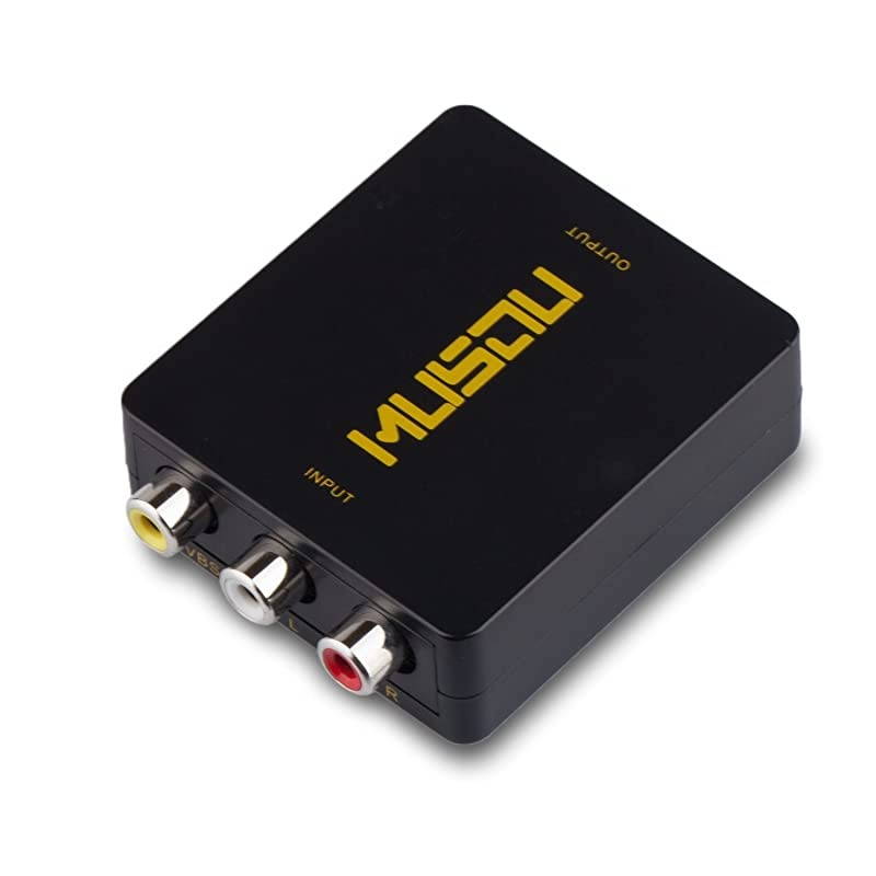 RCA AV Composite to HDMI Video Audio Converter Adapter Mini RCA to HDMI Box Support 1080P for TV/PC/PS2/Blue-Ray DVD,Black