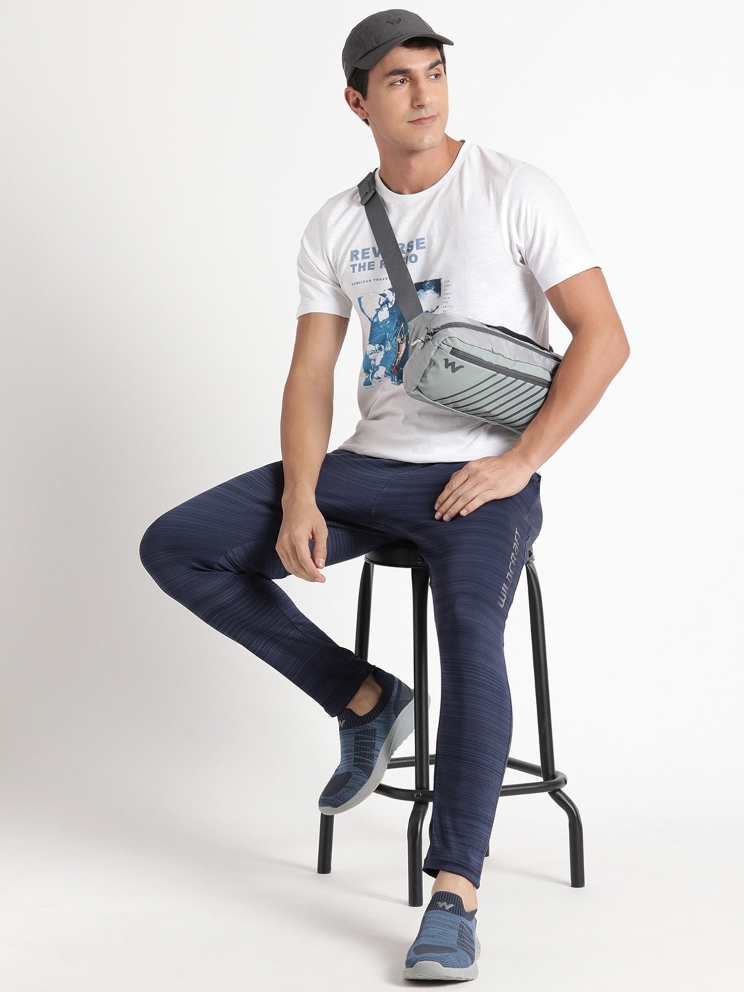 Wildcraft Navy Regular Fit Striped Joggers