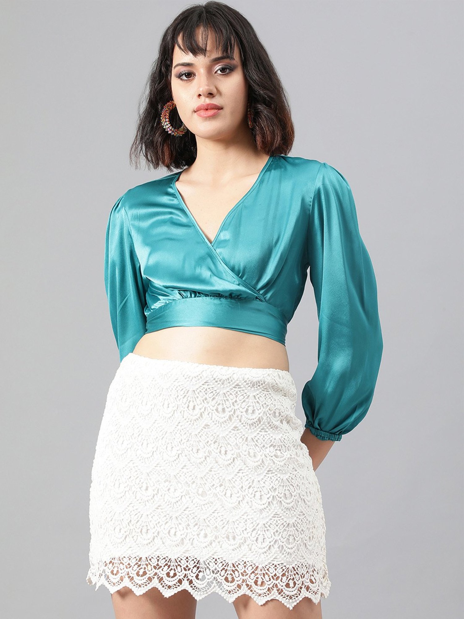 Kotty Green Slim Fit Crop Top