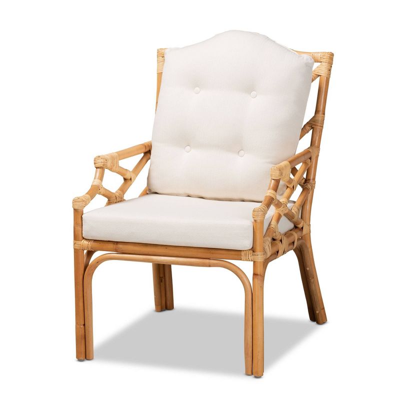 Sonia Rattan Armchair Natural/White - Baxton Studio