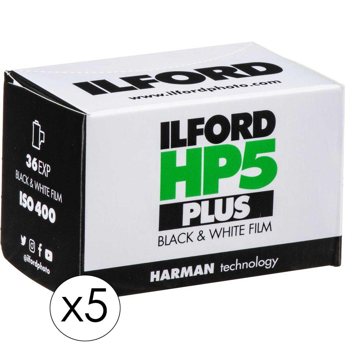 Ilford HP-5 Plus Black and White Film, ISO 400, 35mm, 36 Exposures - 5 Pack